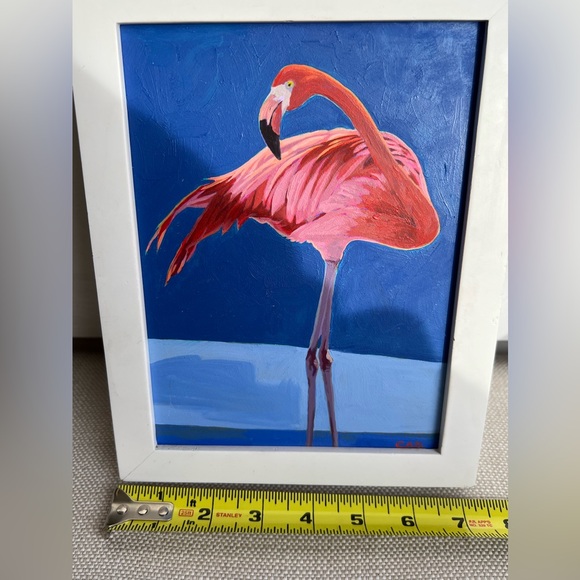 Original Vintage Flamingo Oil Painting - Picture 4 of 10